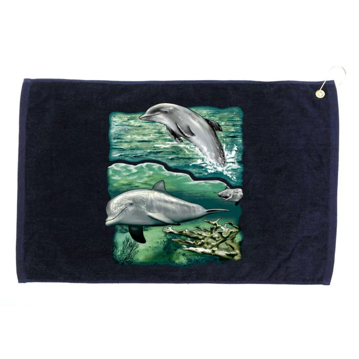 Cute Abstract dolphins In Sea Life Grommeted Golf Towel