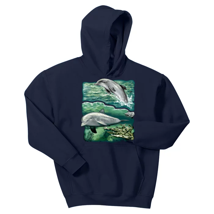 Cute Abstract dolphins In Sea Life Kids Hoodie