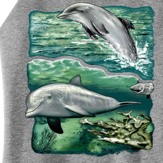 Cute Abstract dolphins In Sea Life Women’s Perfect Tri Rocker Tank