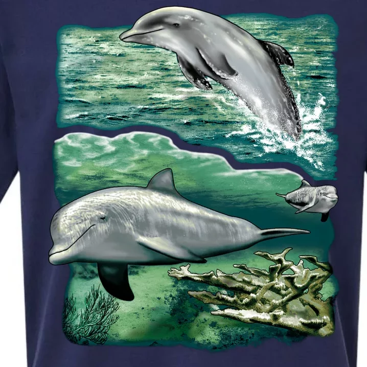 Cute Abstract dolphins In Sea Life Sueded Cloud Jersey T-Shirt