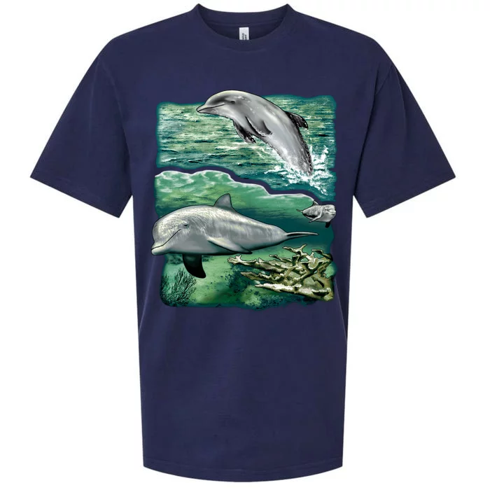 Cute Abstract dolphins In Sea Life Sueded Cloud Jersey T-Shirt