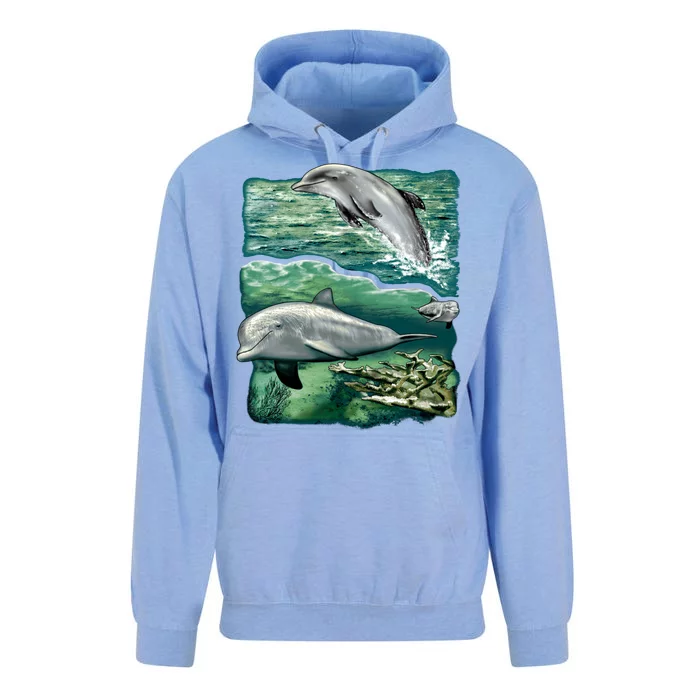 Cute Abstract dolphins In Sea Life Unisex Surf Hoodie