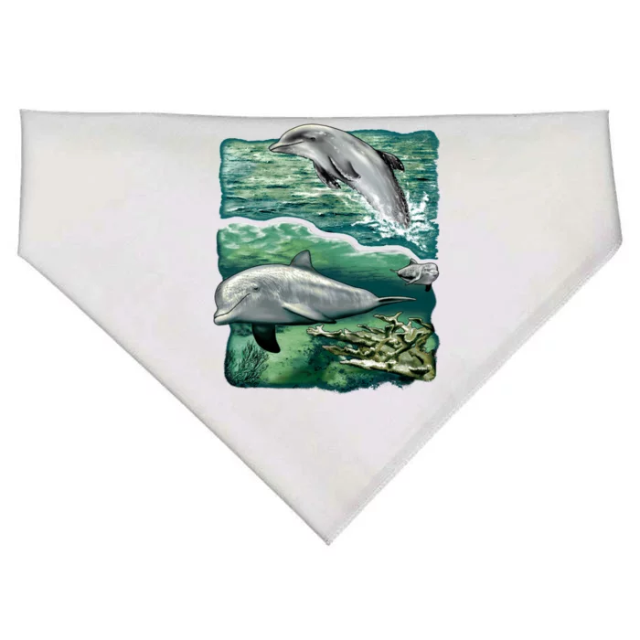 Cute Abstract dolphins In Sea Life USA-Made Doggie Bandana