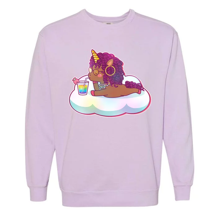 Cute Afro Unicorn Garment-Dyed Sweatshirt