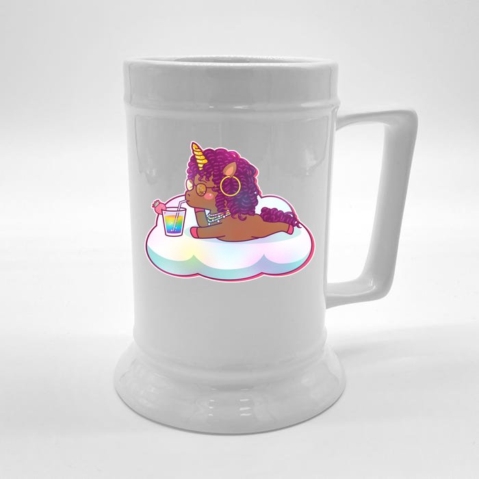 Cute Afro Unicorn Front & Back Beer Stein