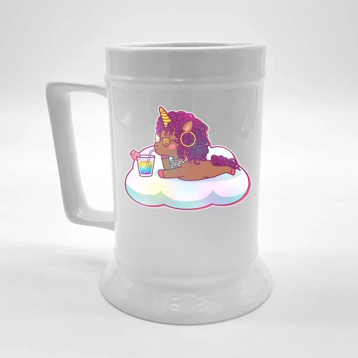 Cute Afro Unicorn Front & Back Beer Stein