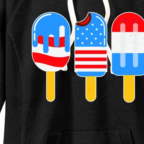 Cute American Flag Popsicles Women's Fleece Hoodie