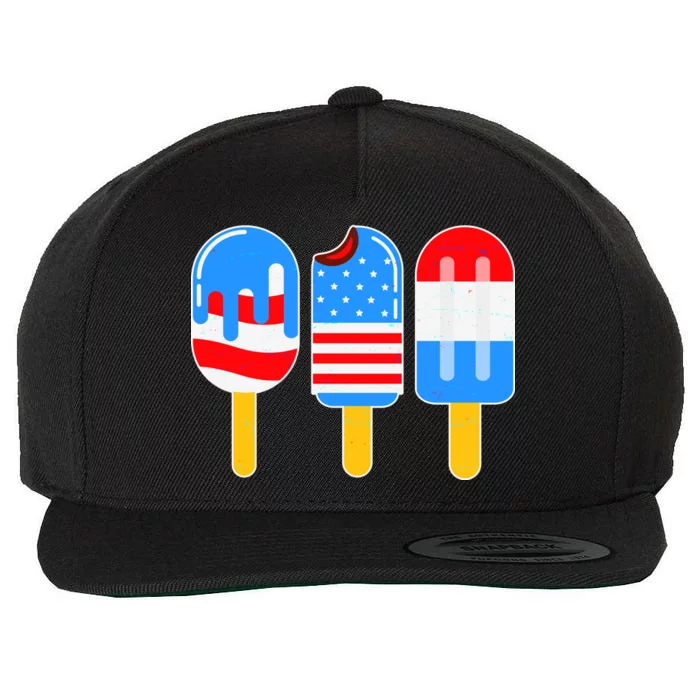 Cute American Flag Popsicles Wool Snapback Cap