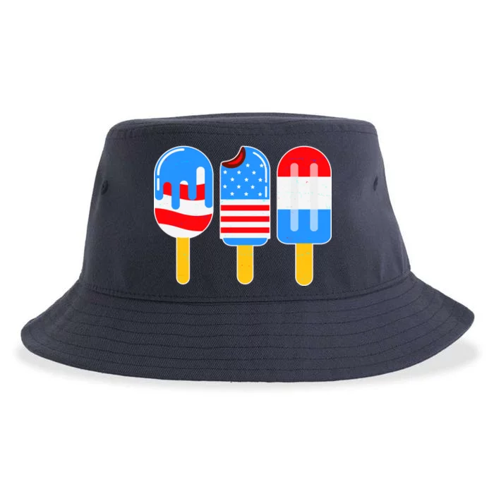 Cute American Flag Popsicles Sustainable Bucket Hat