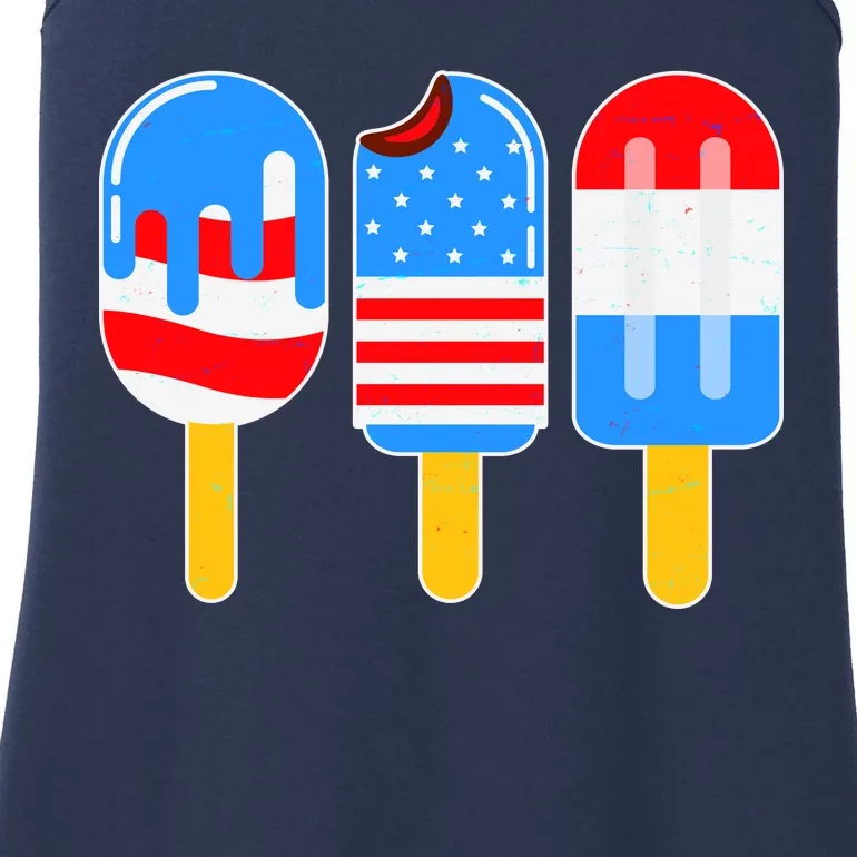 Cute American Flag Popsicles Ladies Essential Tank