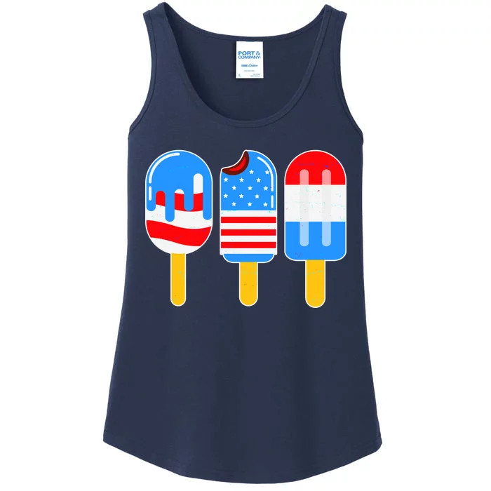 Cute American Flag Popsicles Ladies Essential Tank