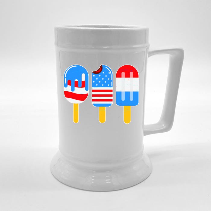 Cute American Flag Popsicles Front & Back Beer Stein