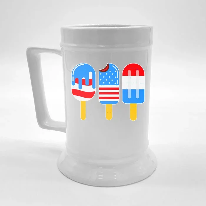 Cute American Flag Popsicles Front & Back Beer Stein