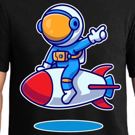 Cute Astronaut On Rocket Cartoon Pajama Set