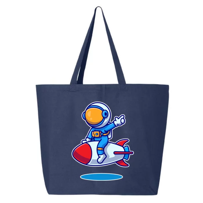 Cute Astronaut On Rocket Cartoon 25L Jumbo Tote