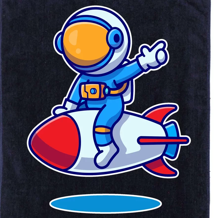 Cute Astronaut On Rocket Cartoon Platinum Collection Golf Towel