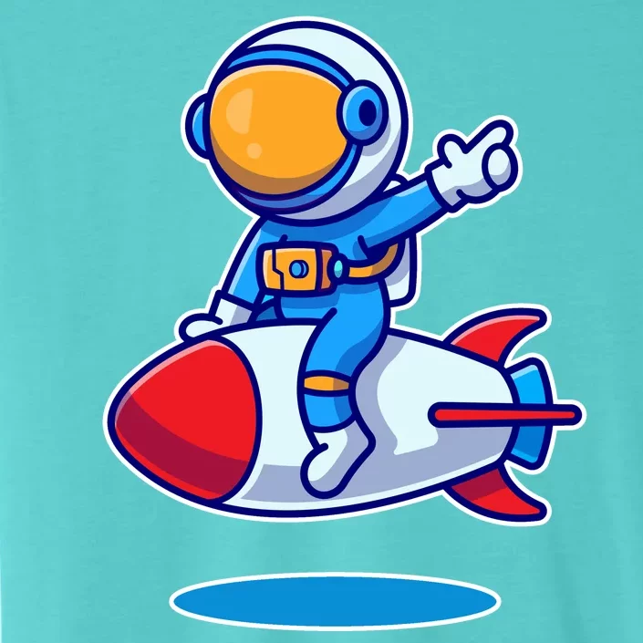 Cute Astronaut On Rocket Cartoon ChromaSoft Performance T-Shirt