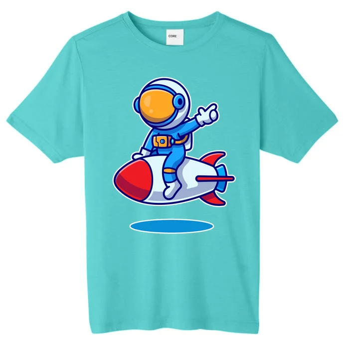 Cute Astronaut On Rocket Cartoon ChromaSoft Performance T-Shirt