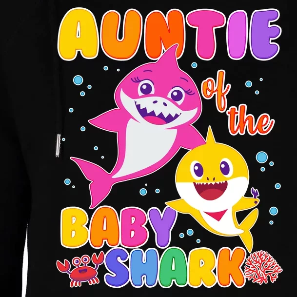 Cute Auntie Of The Baby Shark Womens Funnel Neck Pullover Hood