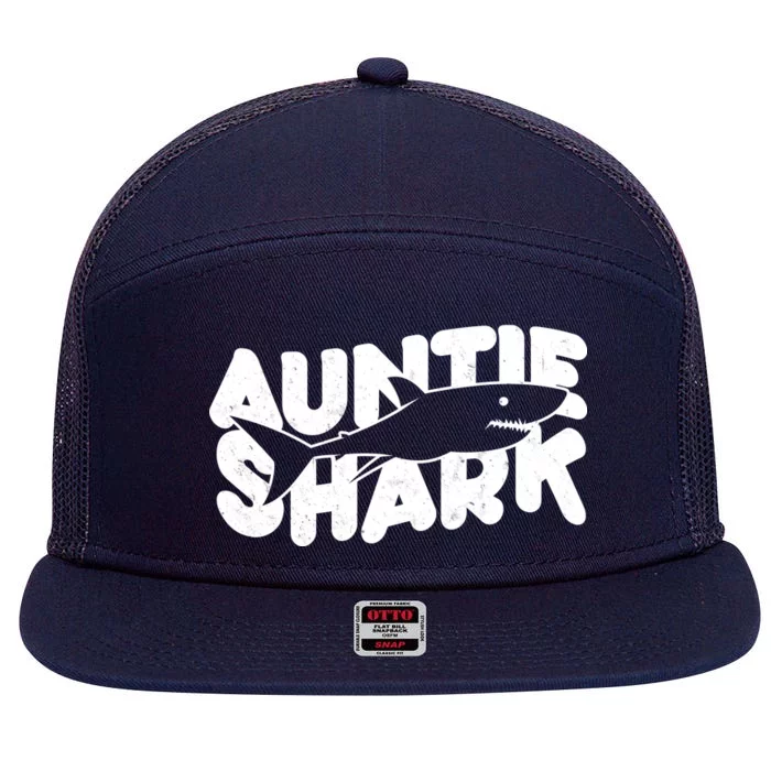 Cute Auntie Shark 7 Panel Mesh Trucker Snapback Hat