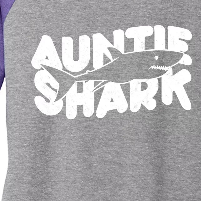 Cute Auntie Shark Women's Tri-Blend 3/4-Sleeve Raglan Shirt