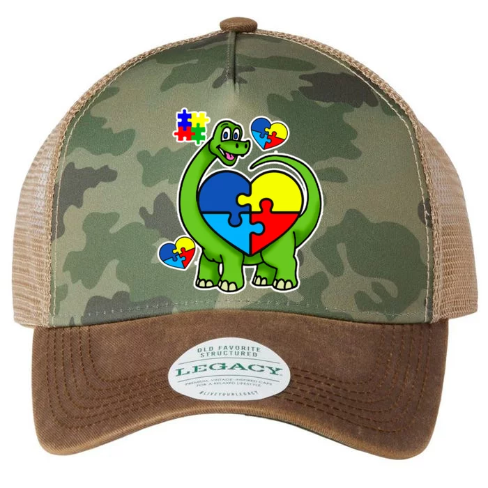 Cute Autism Dino Puzzle Piece Heart Legacy Tie Dye Trucker Hat