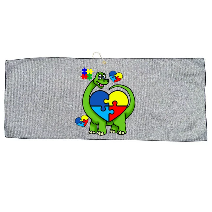 Cute Autism Dino Puzzle Piece Heart Large Microfiber Waffle Golf Towel