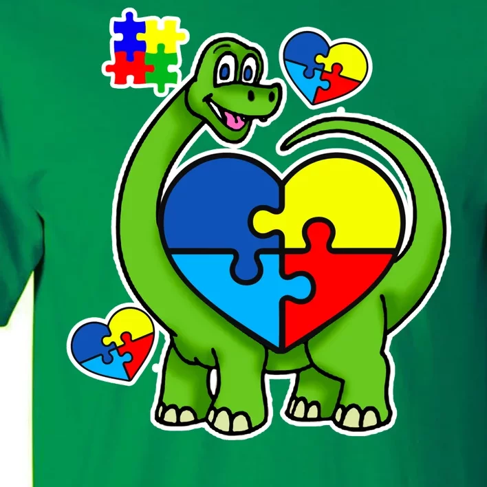 Cute Autism Dino Puzzle Piece Heart Tall T-Shirt