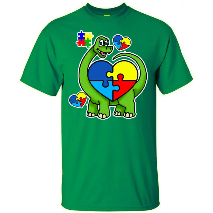 Cute Autism Dino Puzzle Piece Heart Tall T-Shirt