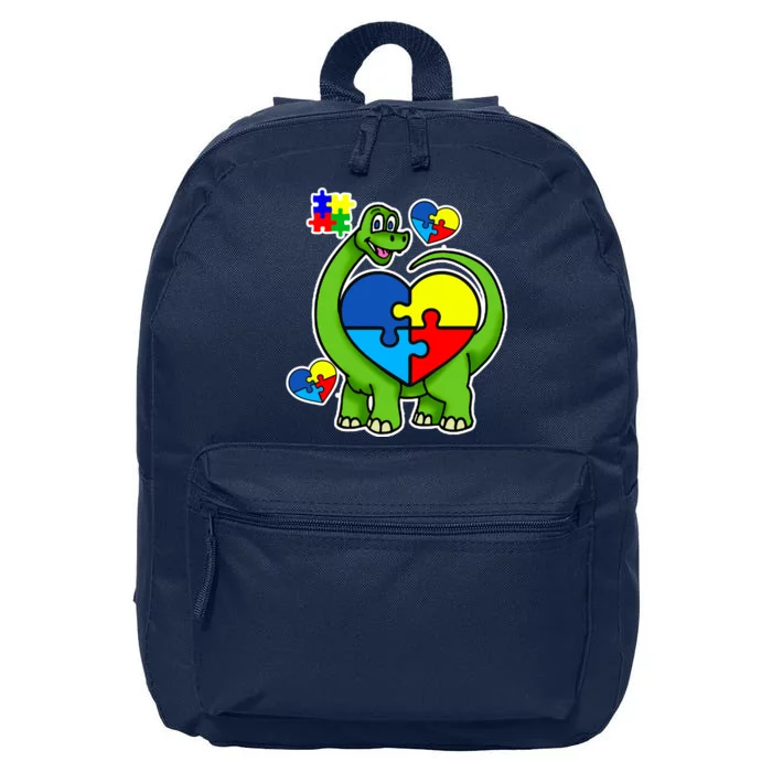 Cute Autism Dino Puzzle Piece Heart 16 in Basic Backpack