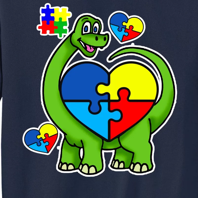 Cute Autism Dino Puzzle Piece Heart Tall Sweatshirt