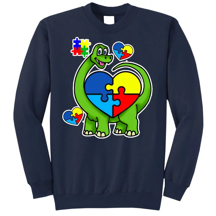 Cute Autism Dino Puzzle Piece Heart Tall Sweatshirt