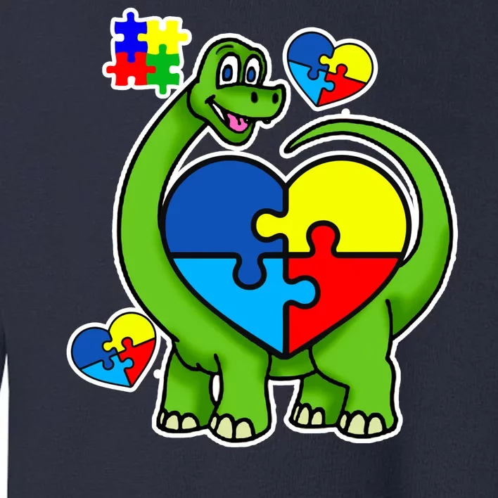 Cute Autism Dino Puzzle Piece Heart Toddler Sweatshirt