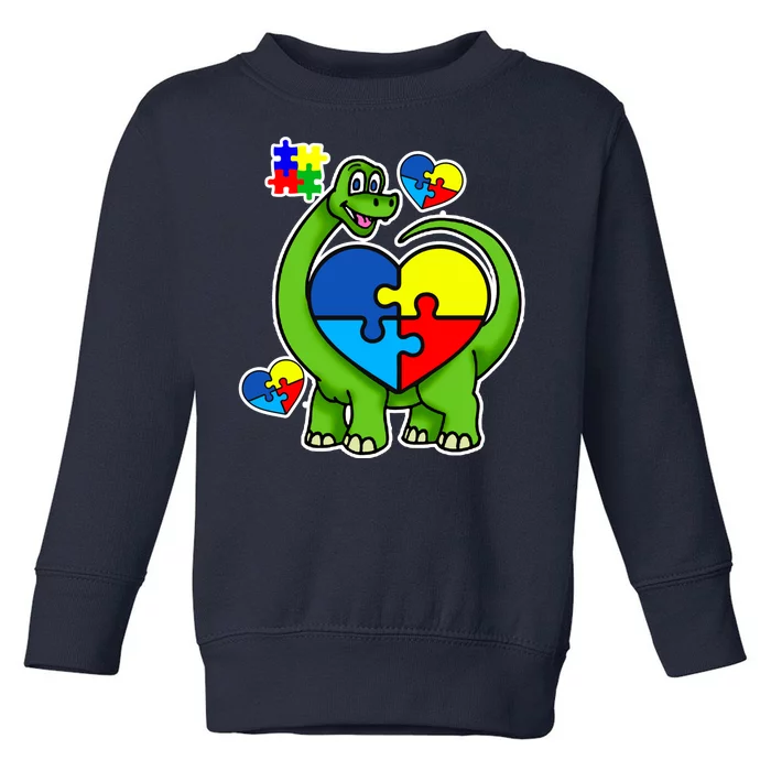 Cute Autism Dino Puzzle Piece Heart Toddler Sweatshirt