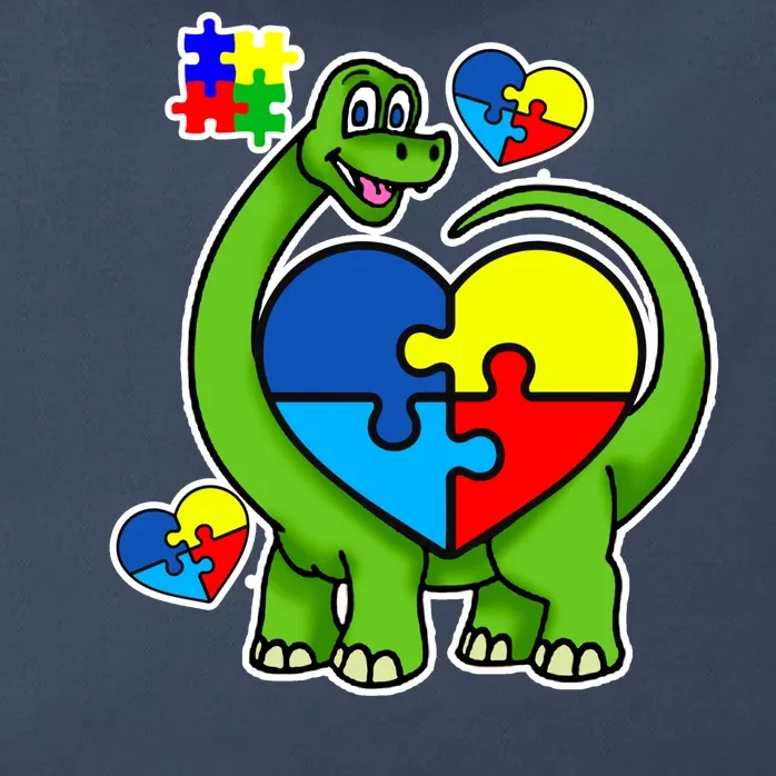 Cute Autism Dino Puzzle Piece Heart Zip Tote Bag