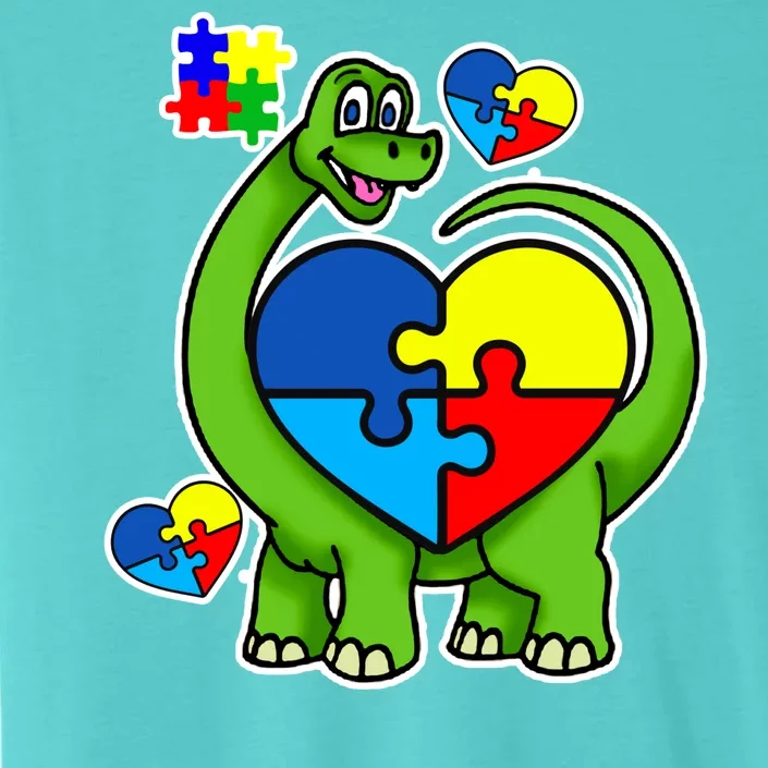 Cute Autism Dino Puzzle Piece Heart ChromaSoft Performance T-Shirt