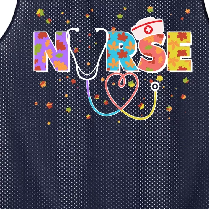 Cute Autumn Fall Patterns Nurse Mesh Reversible Basketball Jersey Tank