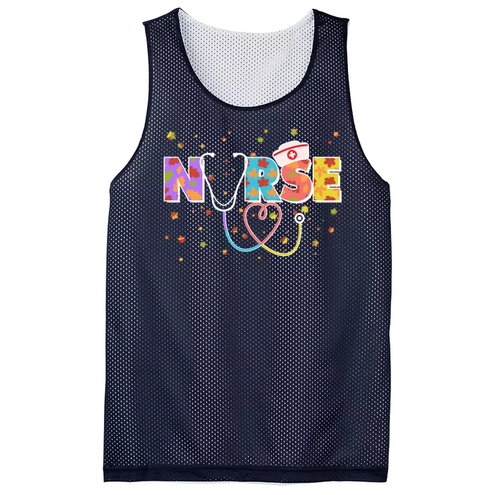 Cute Autumn Fall Patterns Nurse Mesh Reversible Basketball Jersey Tank