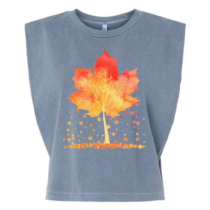 Cute Autumn Maple Leaf Tree Garment-Dyed Women's Muscle Tee