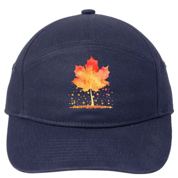 Cute Autumn Maple Leaf Tree 7-Panel Snapback Hat