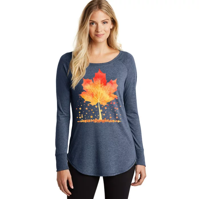 Cute Autumn Maple Leaf Tree Women's Perfect Tri Tunic Long Sleeve Shirt