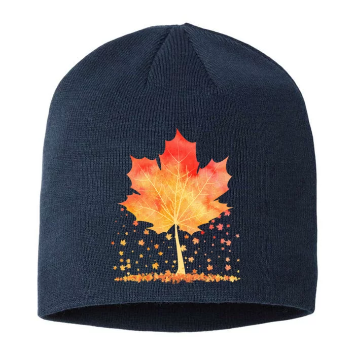 Cute Autumn Maple Leaf Tree 8 1/2in Sustainable Knit Beanie