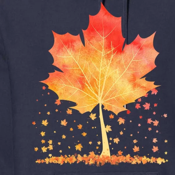 Cute Autumn Maple Leaf Tree Premium Hoodie