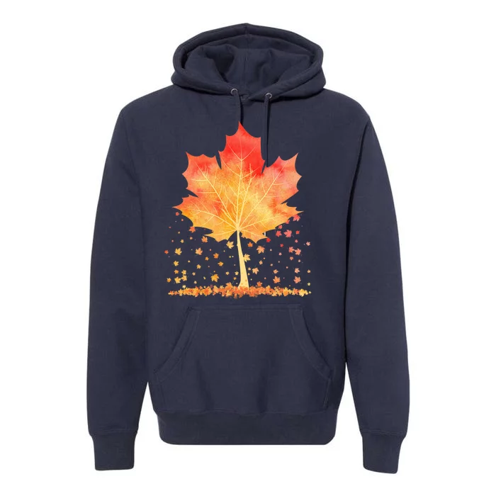 Cute Autumn Maple Leaf Tree Premium Hoodie