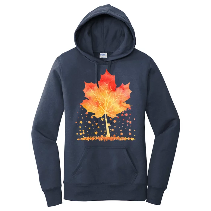 Cute Autumn Maple Leaf Tree Women's Pullover Hoodie