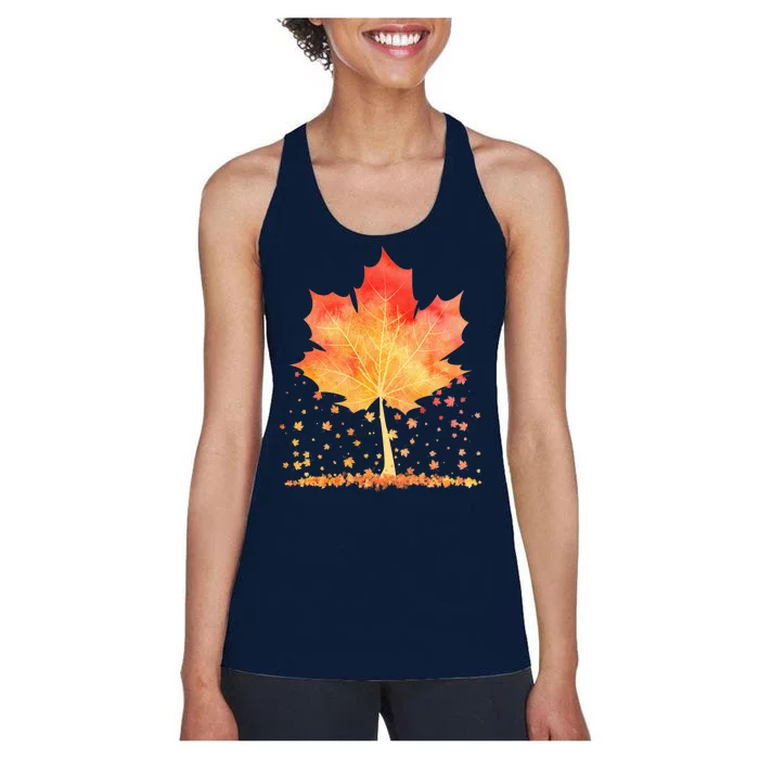 Cute Autumn Maple Leaf Tree Women's Racerback Tank