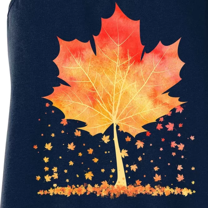 Cute Autumn Maple Leaf Tree Women's Racerback Tank