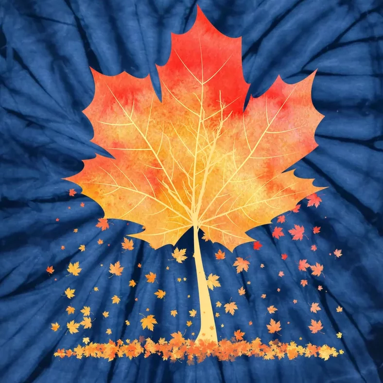 Cute Autumn Maple Leaf Tree Tie-Dye T-Shirt