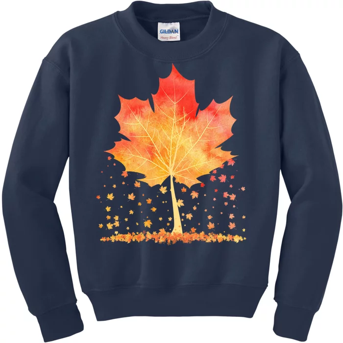 Cute Autumn Maple Leaf Tree Kids Sweatshirt