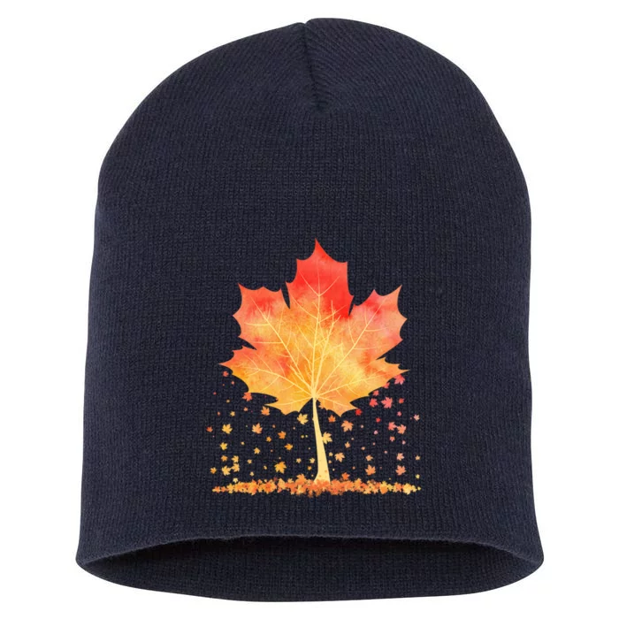 Cute Autumn Maple Leaf Tree Short Acrylic Beanie